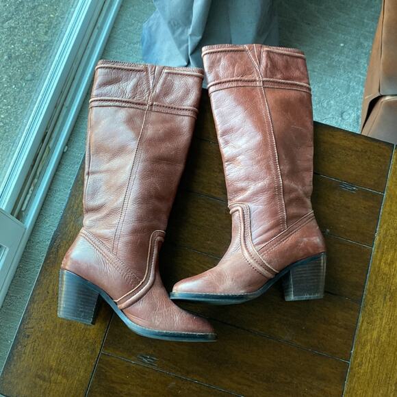 Fossil Felicia Chili Brown Leather hit just below the knee distressed size 6.5 - Picture 8 of 9